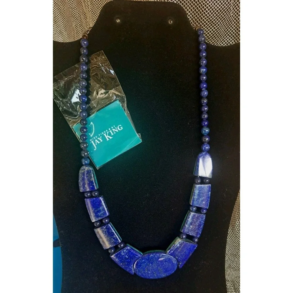 Jay King DTR TURQUOISE LAPIS NECKLACE Reversible STERLING SILVER New Old Stock